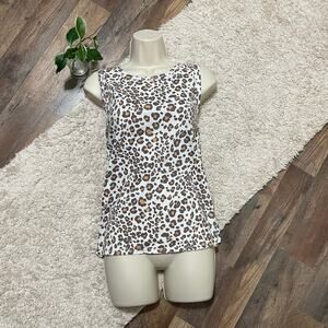 Anthropologie Dolan Left Coast Medium Leopard Print Crossover Back Tank Top